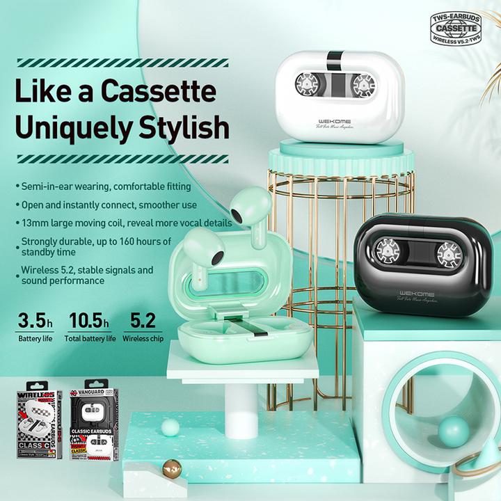 Actual product image Wekome Wireless headphones Bluetooth V5.2 TWS Gree (4 h, Wireless)