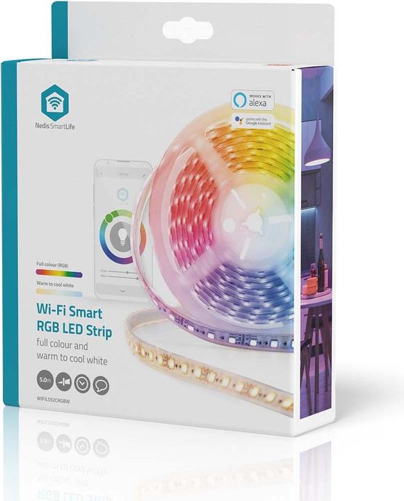 Actual product image Nedis SmartLife LED-Streifen | Wi-Fi | Kaltweiss / RGB / Warmweiss | SMD | 5.00 m | IP21 | 2700 - 65 (Cold White, RGB, Warm white, 500 cm, Indoor)