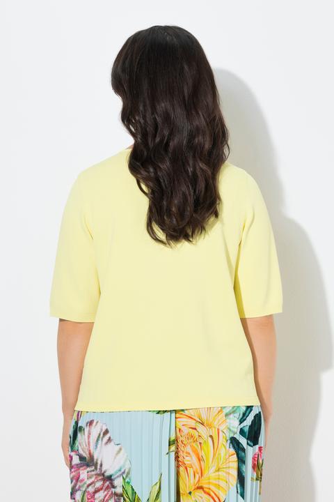 Produktbild Ulla Popken Pullover, elastischer Saum, V-Ausschnitt, Halbarm (50, 52)