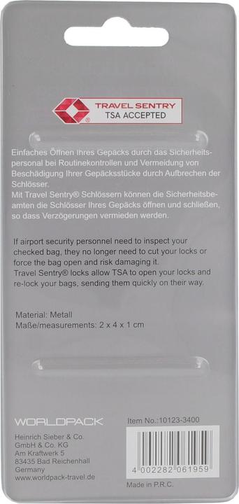 Actual product image Worldpack Travel Accessories TSA padlock 2 cm