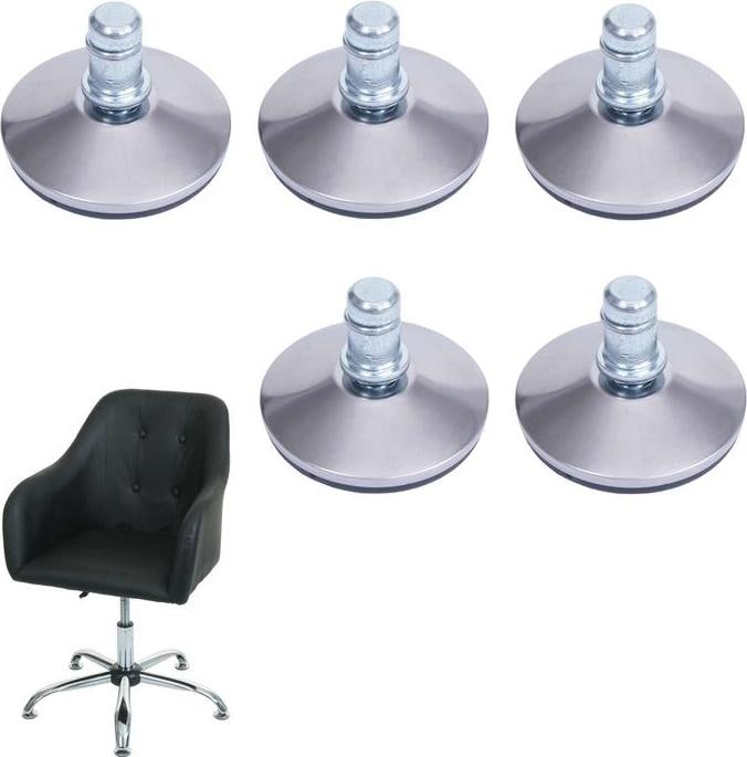 Produktbild Mendler 5er-Set Bodengleiter HWC-K73 statt Rollen - fester Stand für Bürostuhl/Esszimmerstuhl, Fussgleiter