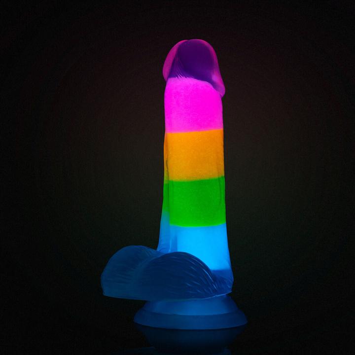 Produktbild Blush neo elite glow in the dark rainbow rave 6.5 inch silicone dual density dildo multicolored
