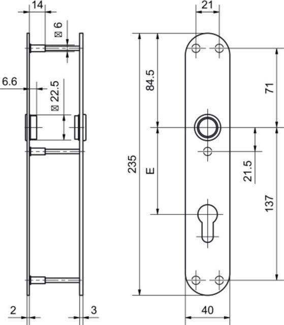 Produktbild Glutz Piatto Türschilder glide 52047 innen (Türschildgarnitur)