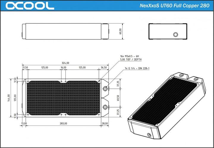 Produktbild Alphacool NexXxoS UT60 Full Copper 280mm (140 mm)