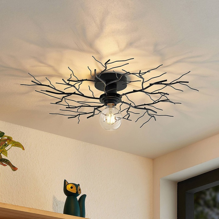 Image du produit Lindby Vetki plafonnier avec décor de branches, noir (E27)