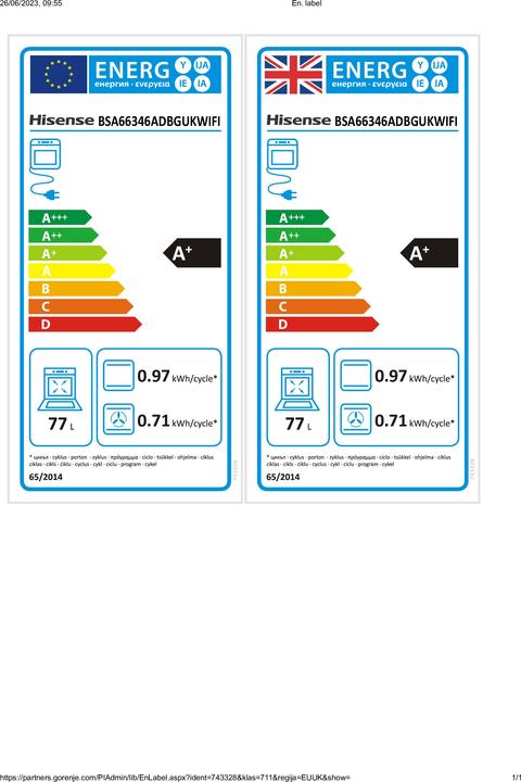 Label énergétique Hisense Oven