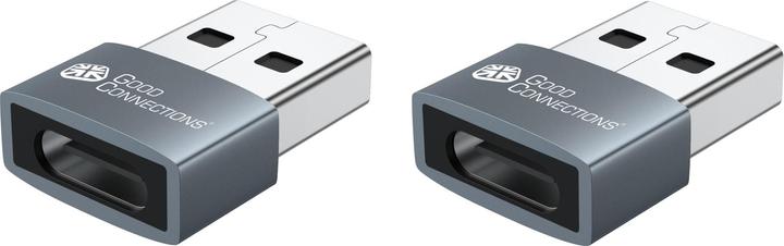 Actual product image Good Connections Adapter USB 2.0 plug A to USB-C socket aluminium housing grey set of 2 Good (USB 2.0, 60 W)
