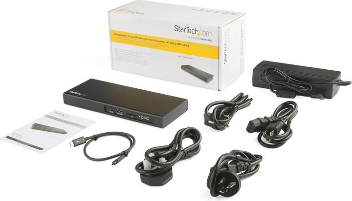 Actual product image StarTech Dual 4K 60Hz Monitor Thunderbolt™ 3 Docking Station - PCIe M.2 and SD Card Reader (Thunderbolt, USB-A, USB-C, 1 portion)