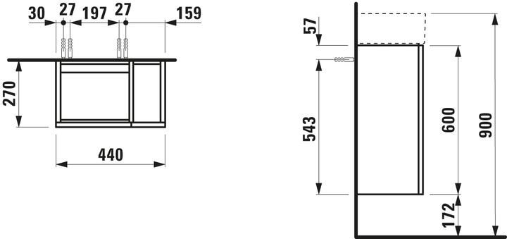 Produktbild Laufen Kartell Waschtischunterschrank, 1 Tür, Scharnier links, 440x600x270mm, für WT 815335, H4075 (30 x 50 x 66 cm)