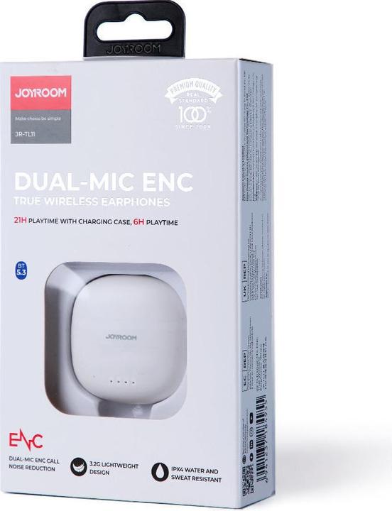 Produktbild Joyroom JR-TL11 Dual-Mic ENC True Wireless Earphones -White (DNC, 48 h, Kabellos)