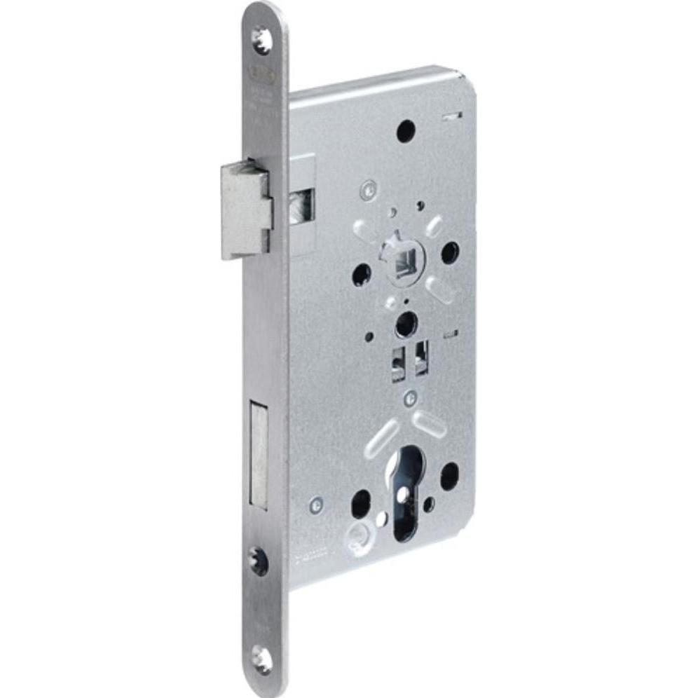BKS, Türschloss + Schliesszylinder, Behörden-Einsteckschloss 0615 PZW 20/55/72/8 mm DIN links Edelstahl abgerundet Klass...