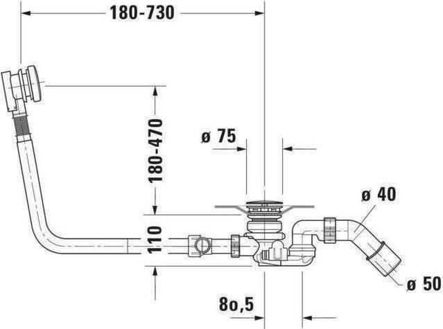 Actual product image Duravit Surcharge for Quadroval chrome waste/overflow set (Overflow set, 3/4")