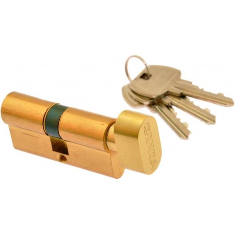 Gerda, Türschloss + Schliesszylinder, SPARTA WK-WA-400 E1 30x35 Insert mit Knopf - Messing