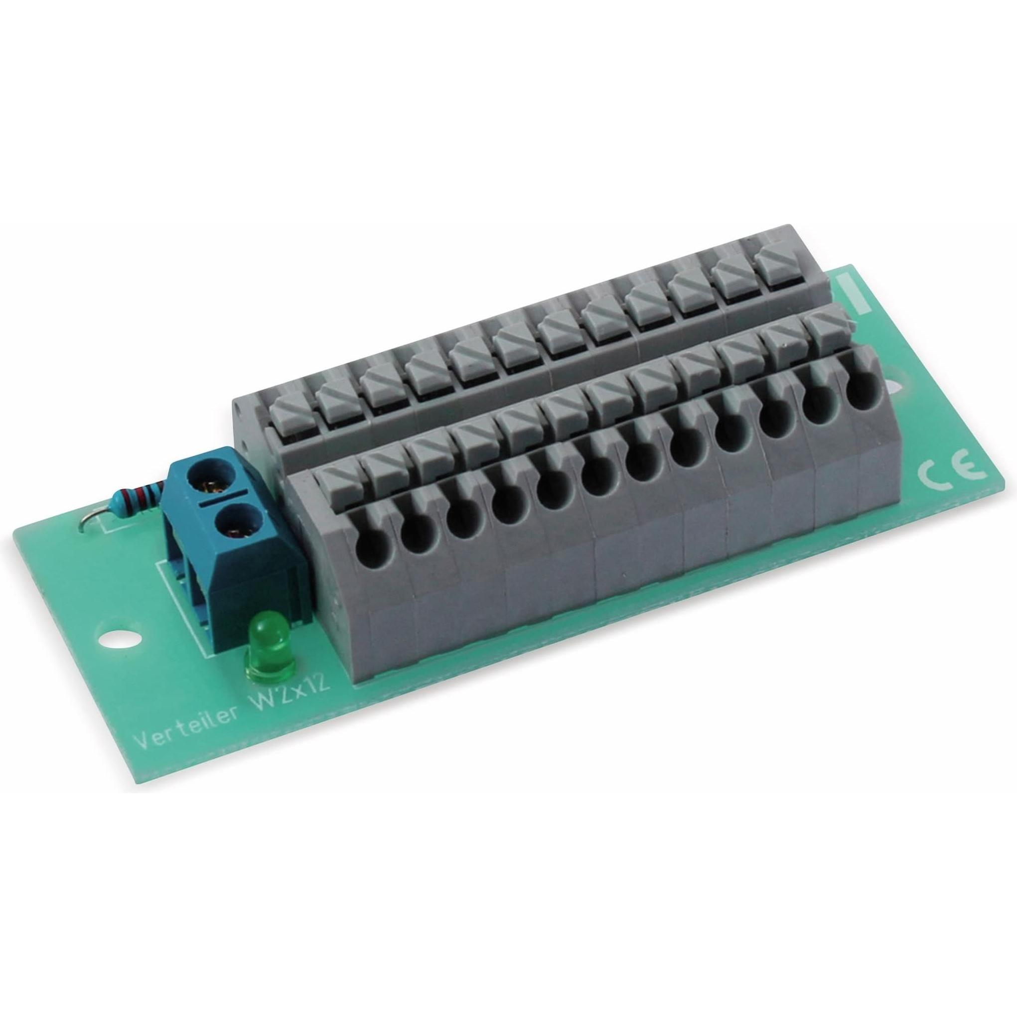 Eneroid Stromverteiler 2x 12-polig, W2x12, mit Steckklemmen und Kontrollleuchten, Elektronikmodul