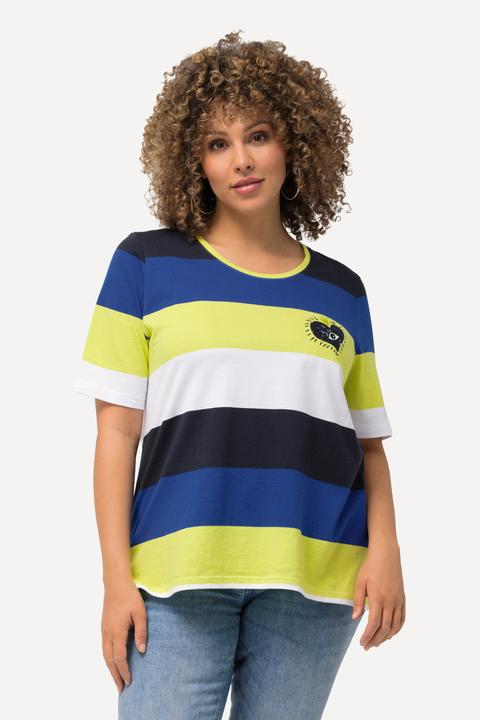 Produktbild Ulla Popken T-Shirt, Ringel, Herz-Stickerei, Rundhals, Halbarm (46, 48)