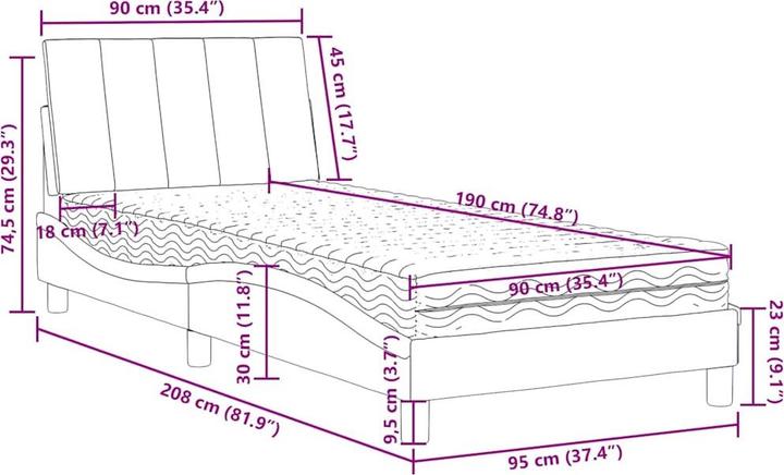 Produktbild vidaXL Bett (90 x 190 cm)