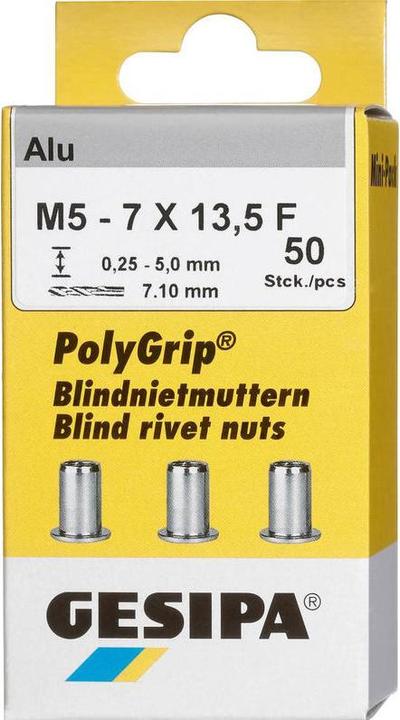 Actual product image Gesipa Blind rivet nut PolyGrip® Rivet shank dxl 7x13,5mm M5 Alu 50 pcs.