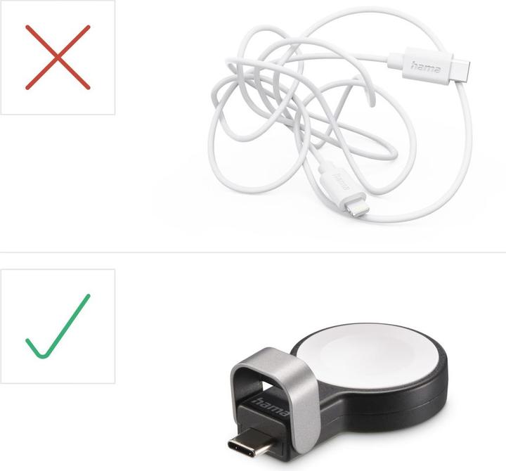 Image du produit Hama Chargeur Apple Watch pour chargement sans fil, station de chargement magnétique USB-C, SW (5 W)