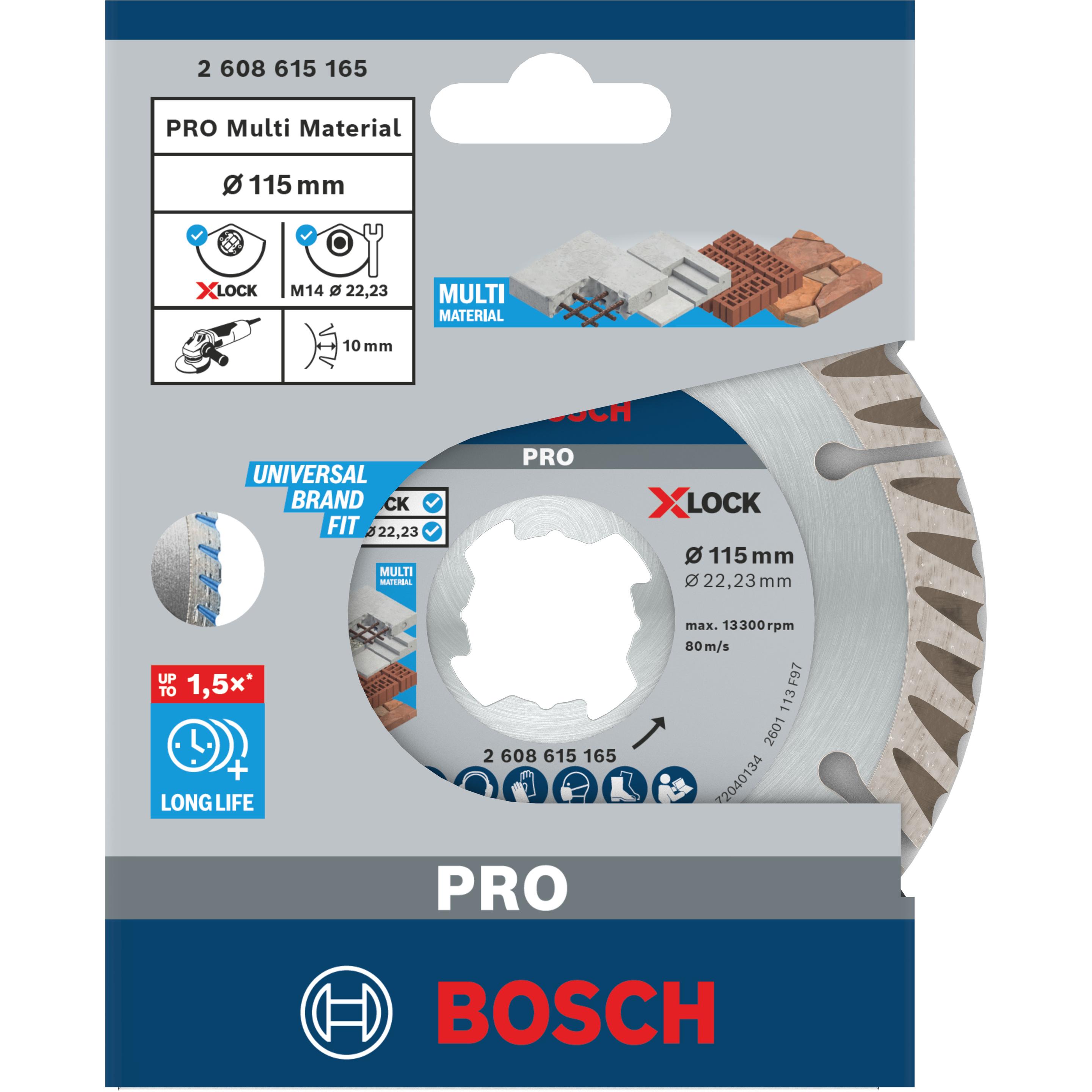 Thumbnail - Bosch Professional Zubehör, Sägeblatt, PRO Multi Material X-Lock Diamanttrennscheibe, 115 x 22,23 mm, 22,23 mm