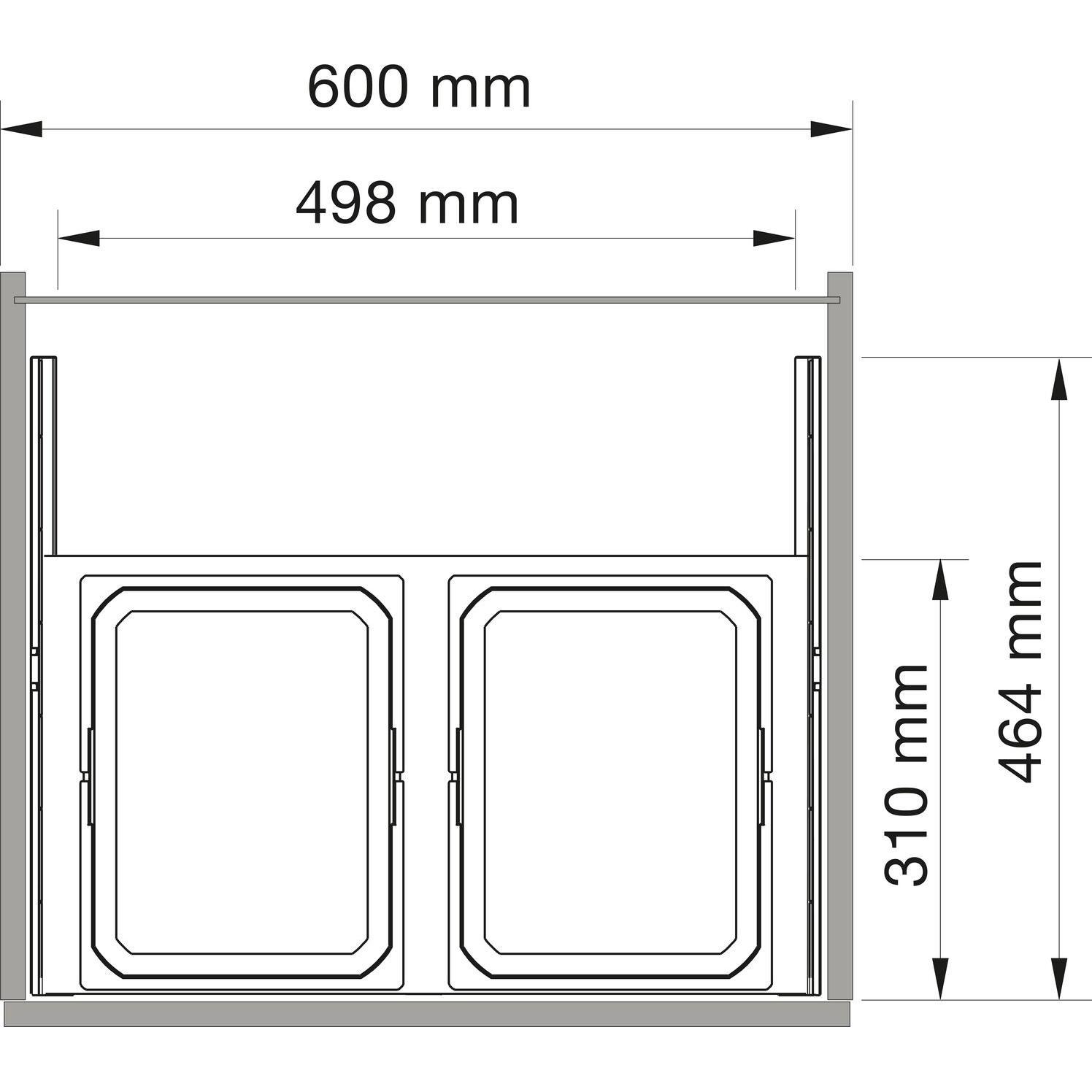 Thumbnail - Vauth-Sagel VS ENVI Space S Abfalltrennsystem KB 600 mm 2 x 15,5 L lavagrau, Abfalleimer, Grau
