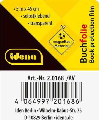 Actual product image Idena Bookfilm Eco 50µ self-adhesive transparent 5mx45cm (1 x)