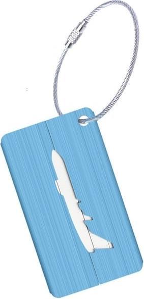 Immagine prodotto JTI Etichetta per bagagli in alluminio con motivo aereo - blu (Serrature e rimorchi)