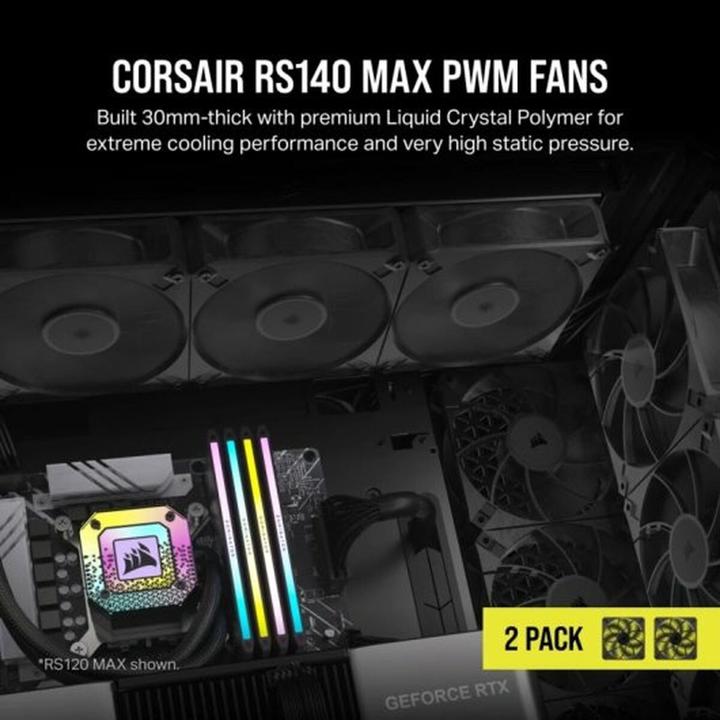 Produktbild Corsair Case Acc Fan RS140 MAX PWM 2x14cm black (140 mm, 2x)