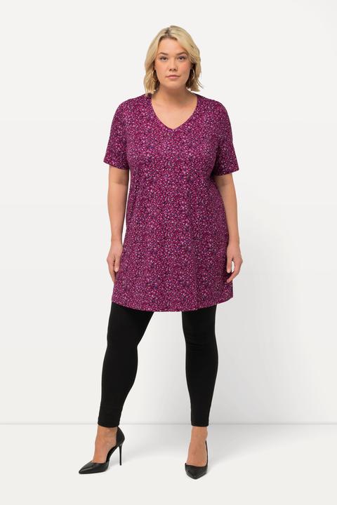Produktbild Ulla Popken Longshirt, bedruckt, A-Linie, V-Ausschnitt, Halbarm (50, 52)