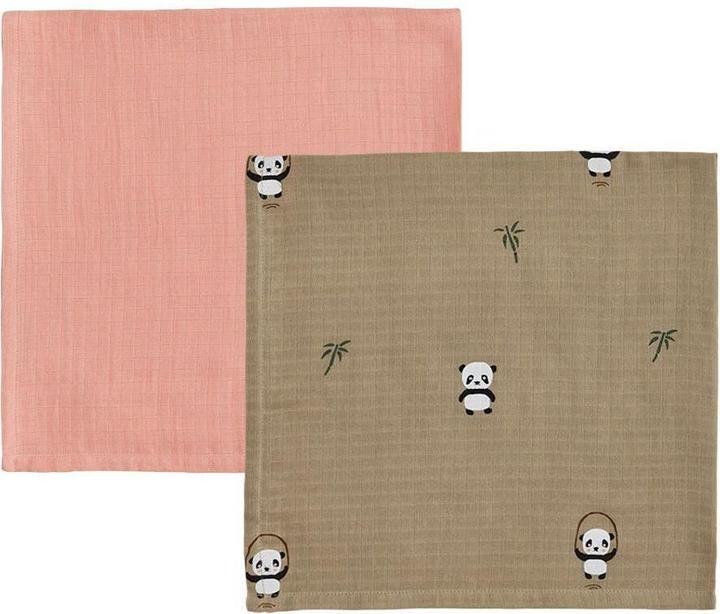 Immagine prodotto OYOY Mini Panda di garza 2 pezzi, 70 x 70 cm, cachi/rosa (70 cm, 70 cm)