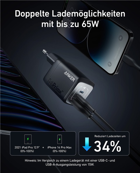 Actual product image Anker 735 Prime Wall Charger 67W 1A/2C Black (67 W)