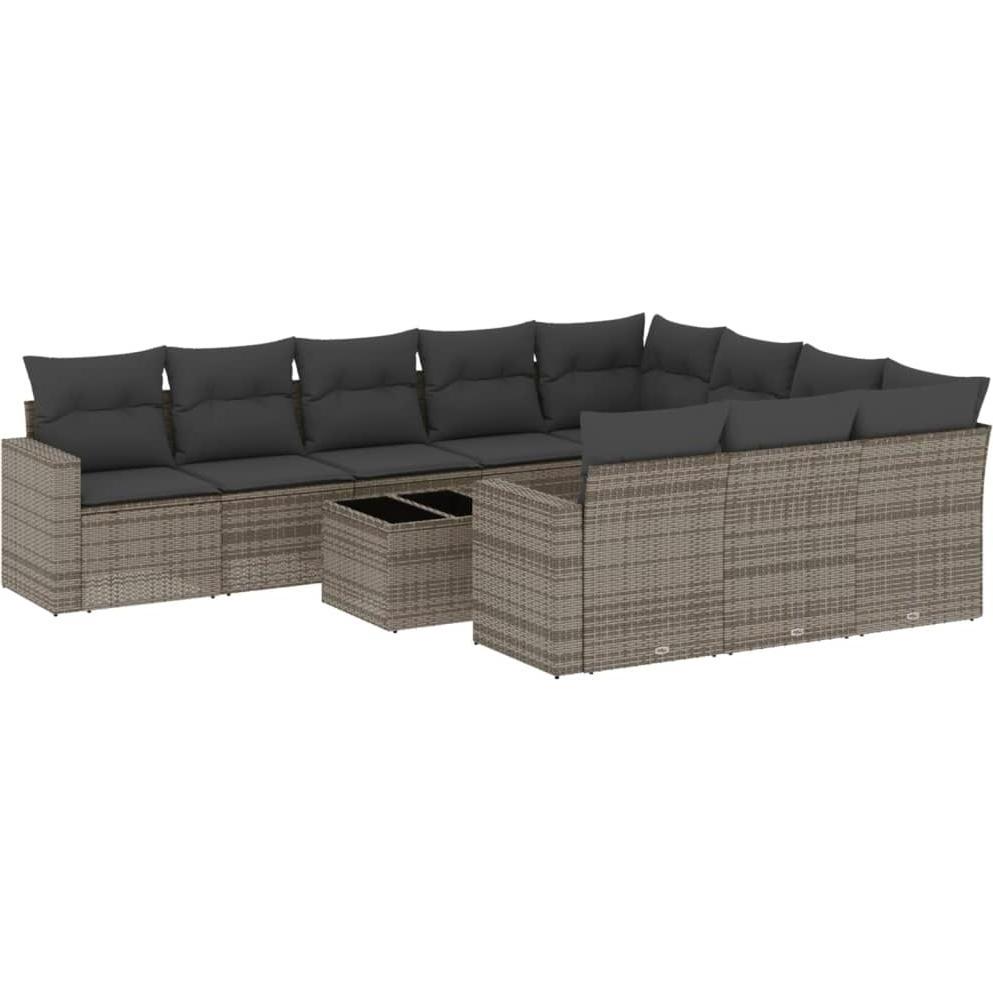 VidaXL, Gartenlounge, Gartenmöbel Sofa Garnitur Gartengarnitur Garten Sitzgruppe 11-tlg. Grau