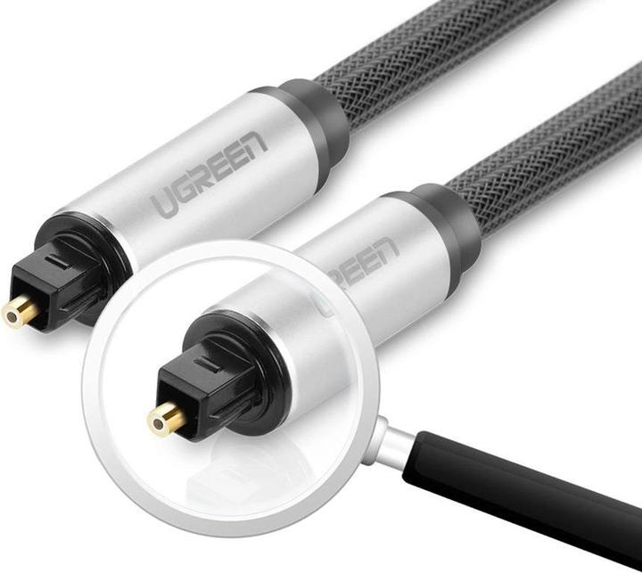 Productafbeelding Ugreen AV108 Toslink audio optische kabel, gevlochten aluminium, 2m (zilver) (2 m, TOSLINK)