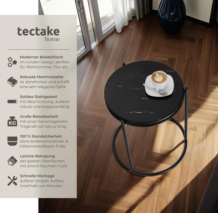 Actual product image tectake Side table Ellsa, marble top, steel frame