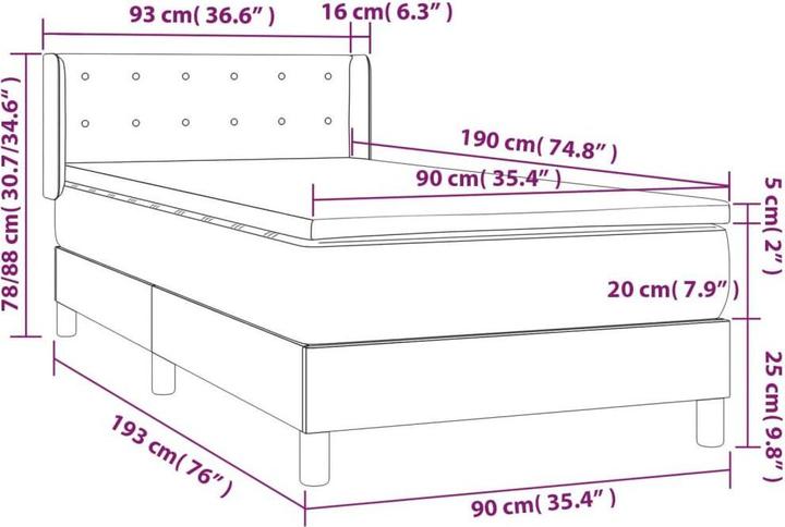 Image du produit vidaXL Boxspringbett (90 x 190 cm)