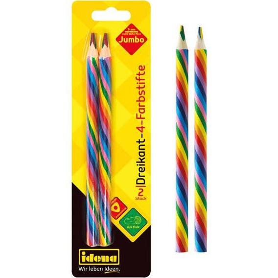 Thumbnail - Idena, Malstifte, 4-Farbstifte Jumbo dreikant 2er FSC100% (Regenbogen, 2 x)