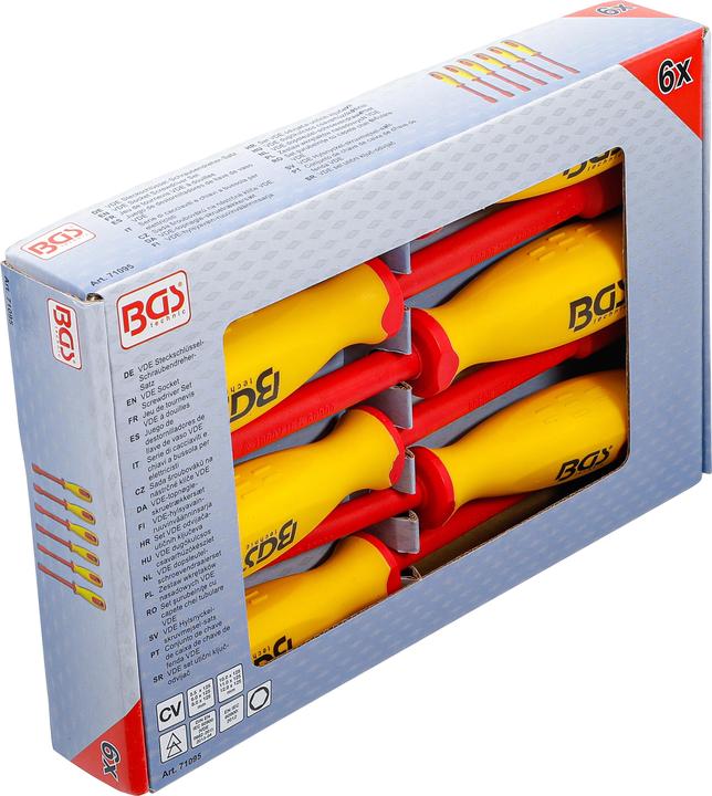 Actual product image BGS VDE Socket Screwdriver Set Hexagon 5.5 - 12 mm 6 pcs. (hexagon)