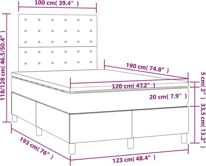 Actual product image vidaXL Boxspringbett (120 x 190 cm)