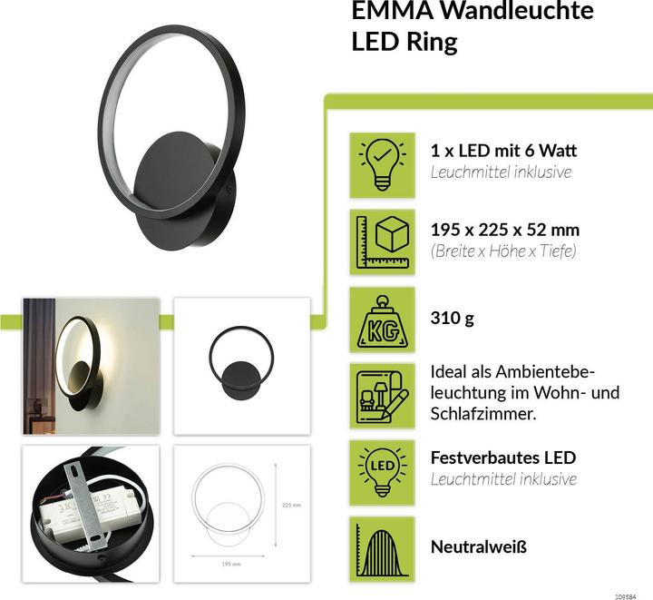 Image du produit Licht-Erlebnisse Applique murale Clara (760 lm)