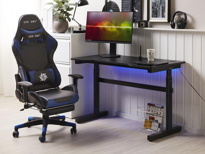 Actual product image Beliani Gaming table black 120 x 60 cm RGB LED lighting manually adjustable DURBIN