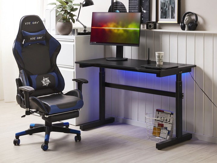 Produktbild Beliani Spieltisch schwarz 120 x 60 cm RGB LED-Beleuchtung manuell verstellbar DURBIN