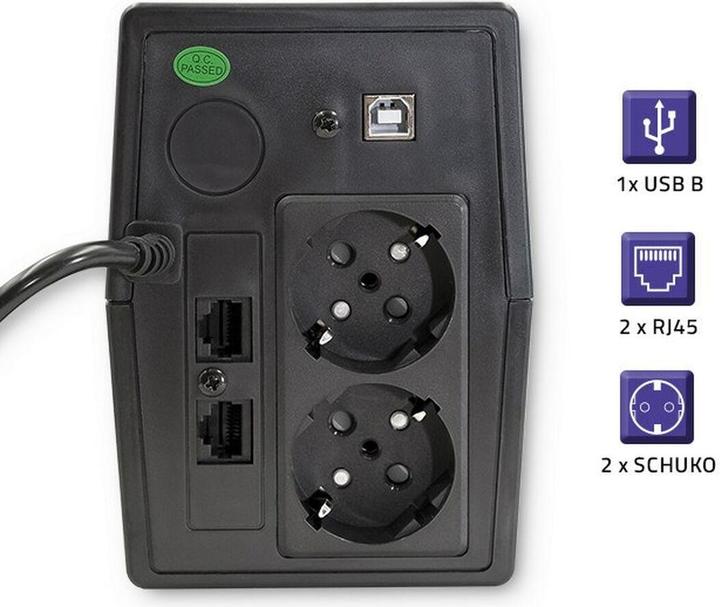 Produktbild Qoltec 53977 UPS Monolith 450VA 240W LCD (450 VA, 240 W, Line-Interaktiv USV)