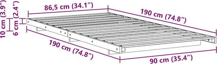 Actual product image vidaXL Bettgestell (90 x 190 cm)