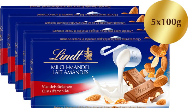 Actual product image Lindt Chocolate bar milk almond multipack (500 g)