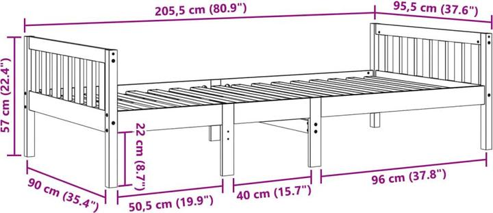 Produktbild vidaXL Kinderbett ohne Matratze (90 x 200 cm)