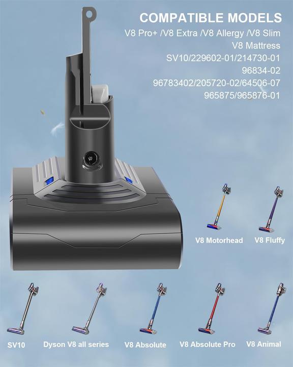 Image du produit Homava Dyson V8 Ersatzakku 6000 mAh inkl. 2 Filter