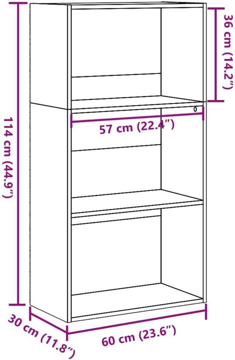 Immagine prodotto vidaXL Bücherregal Regal Standregal Büroregal Aktenregal Aufbewahrungsregal Weiss (60 x 30 x 114 cm)