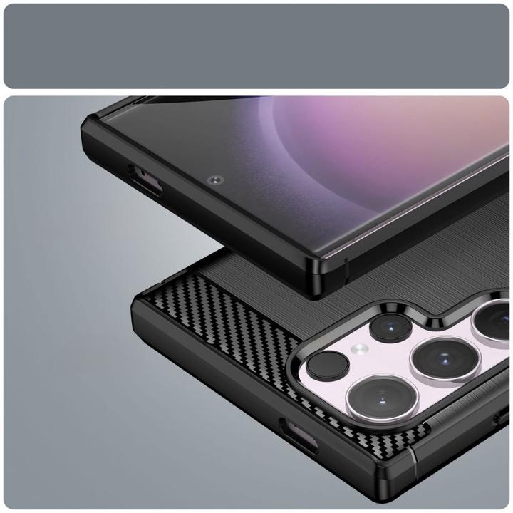 Actual product image Hurtel Carbon coverFlexible silicone-carbon cover - Black (Samsung Galaxy S24 Ultra)