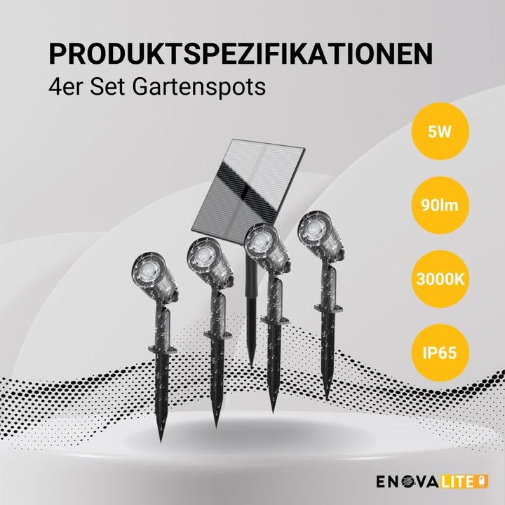 Image du produit Enovalite Solar LED-Gartenstrahler (90 lm, IP54)