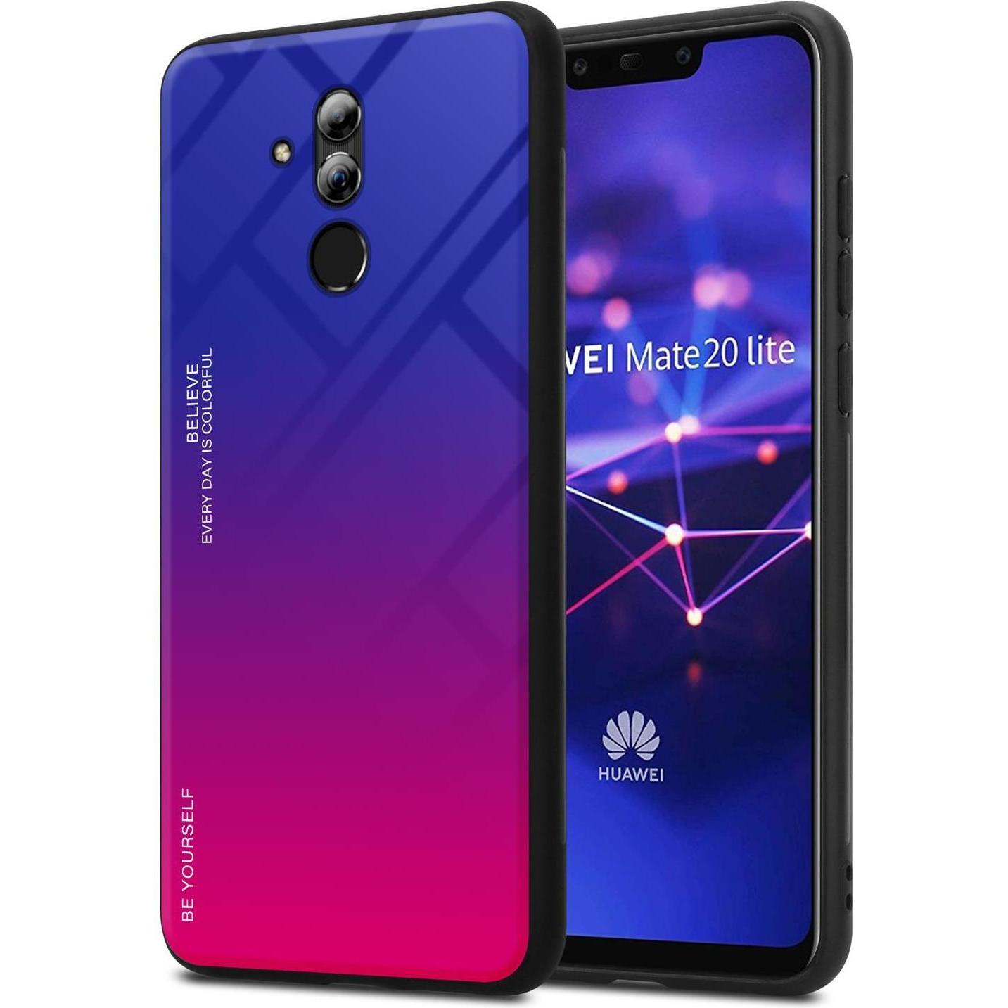 Cadorabo TPU 2 Farben Glas Cover (Huawei Mate 20 Lite), Smartphone Hülle, Schwarz