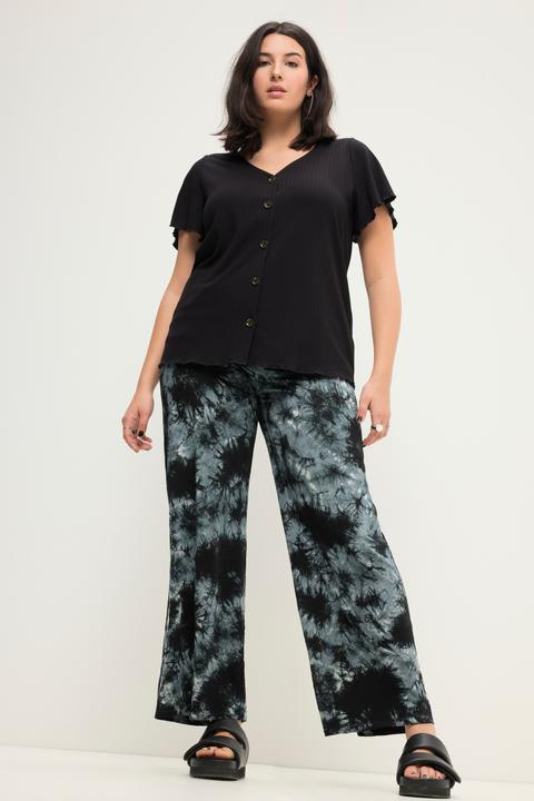 Image du produit Studio Untold Pantalon taille haute à jambes larges et taille partiellement élastique. Imprimé batik (44)